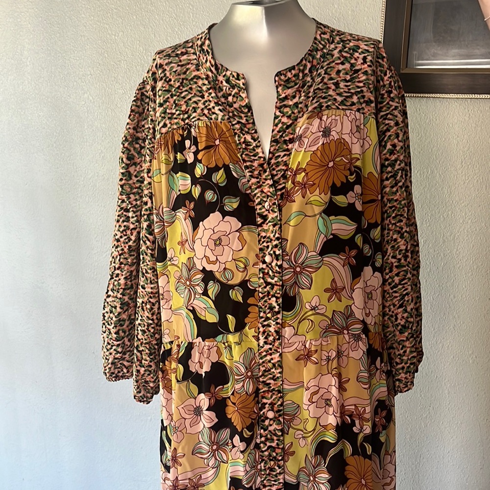 Johnny Was TATE TIERED MIDI DRESS size L - Picture 7 of 13